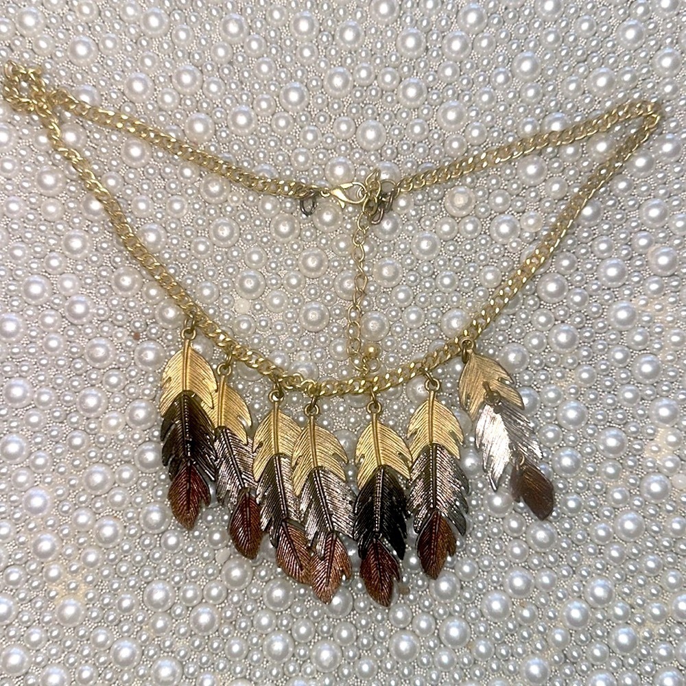 Metals Feather Necklace - Picture 2 of 3